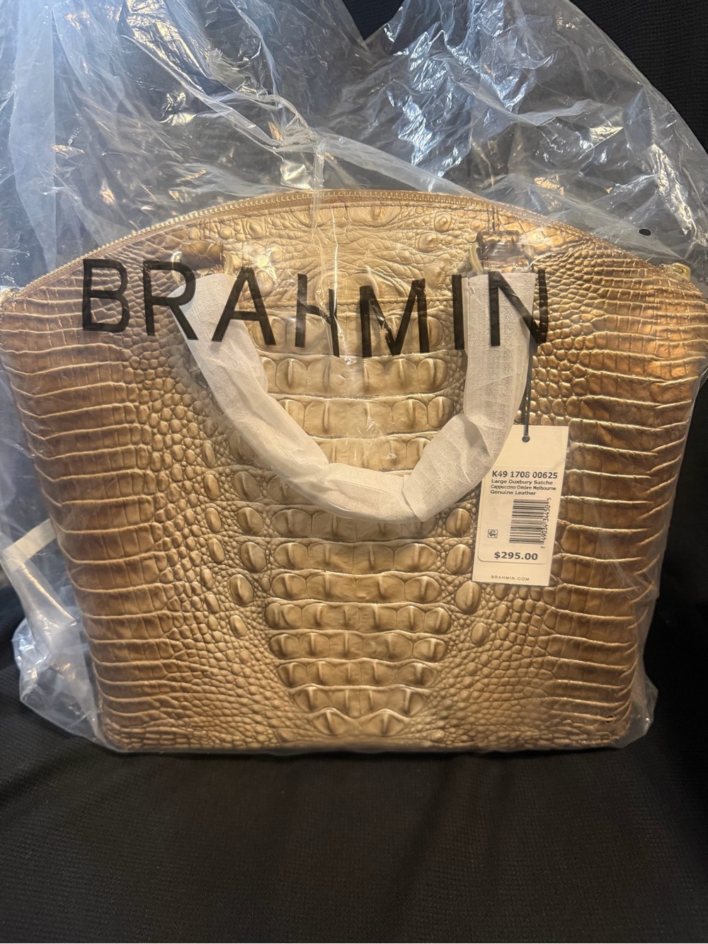 Brahmin Metallic Gold Croc-Embossed Tote